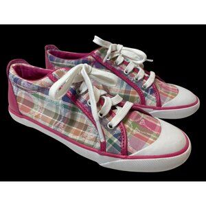 Coach Womens Plaid Canvas Lace-Up Sneakers Size 7 With Original Box